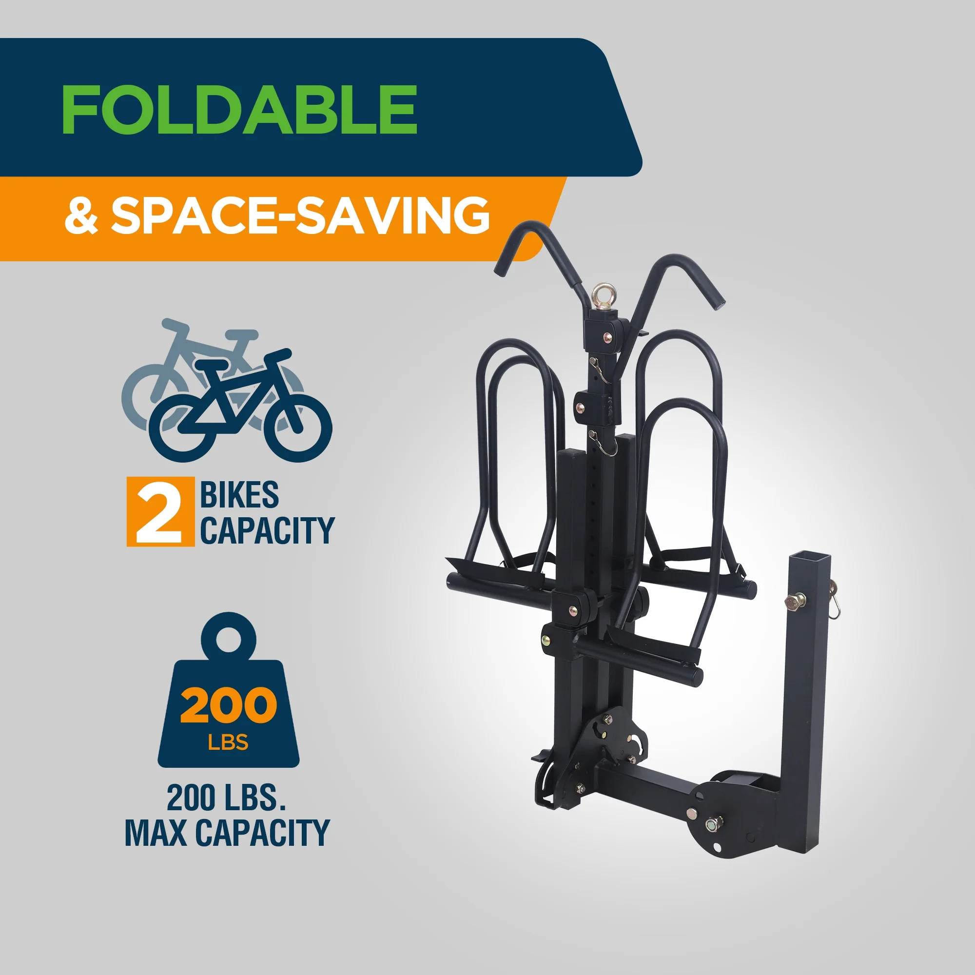 Electric Ebike Rack, 200lb Capacity, Alloy Steel Hitch Mount, Fits 5-Inch Fat Tire Bikes, 2-Inch Receiver(2 Bike Rack/200lbs, Fits up to 58'' Wheelbase) - Image 10