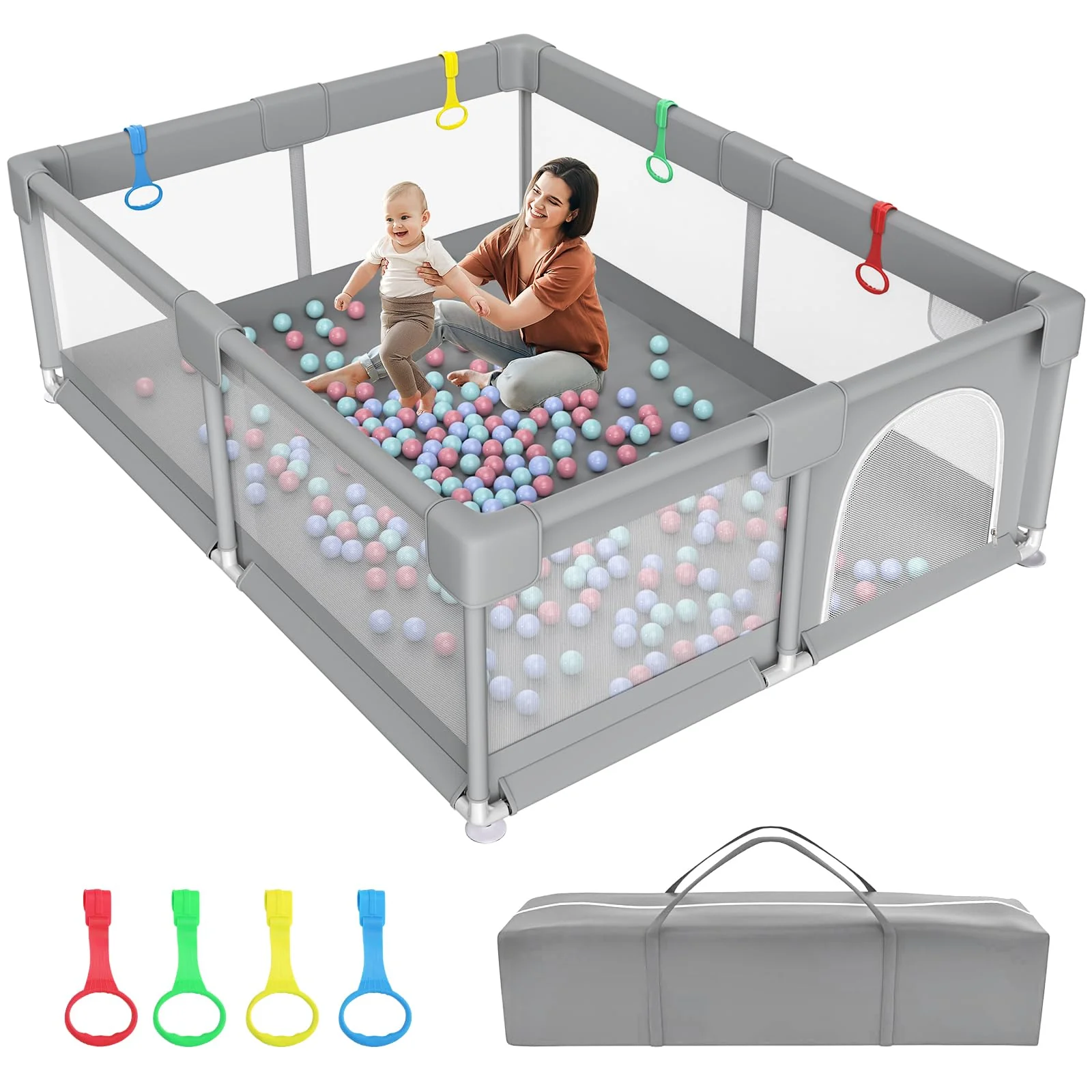 Zimmoo 79 ��71 Extra Large Baby Playpen with Zippered Door and Storage Bag