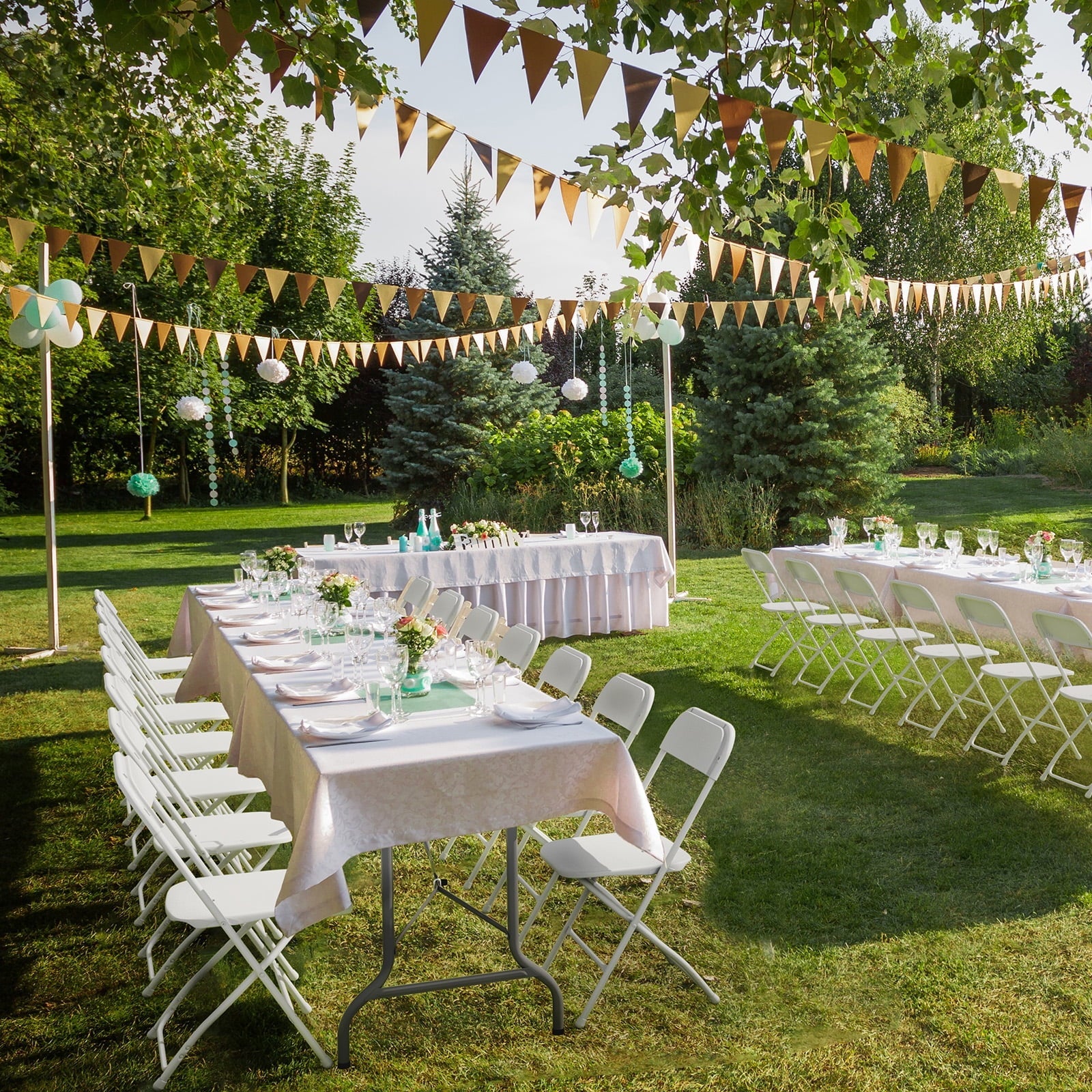 10 Pack White Plastic Folding Chair, Indoor Outdoor Stackable Seat - Image 5