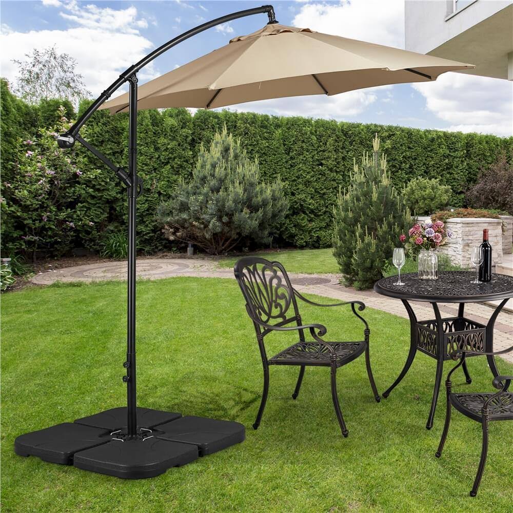 Yaheetech 4-Piece Fillable Patio Umbrella Base Stand Black