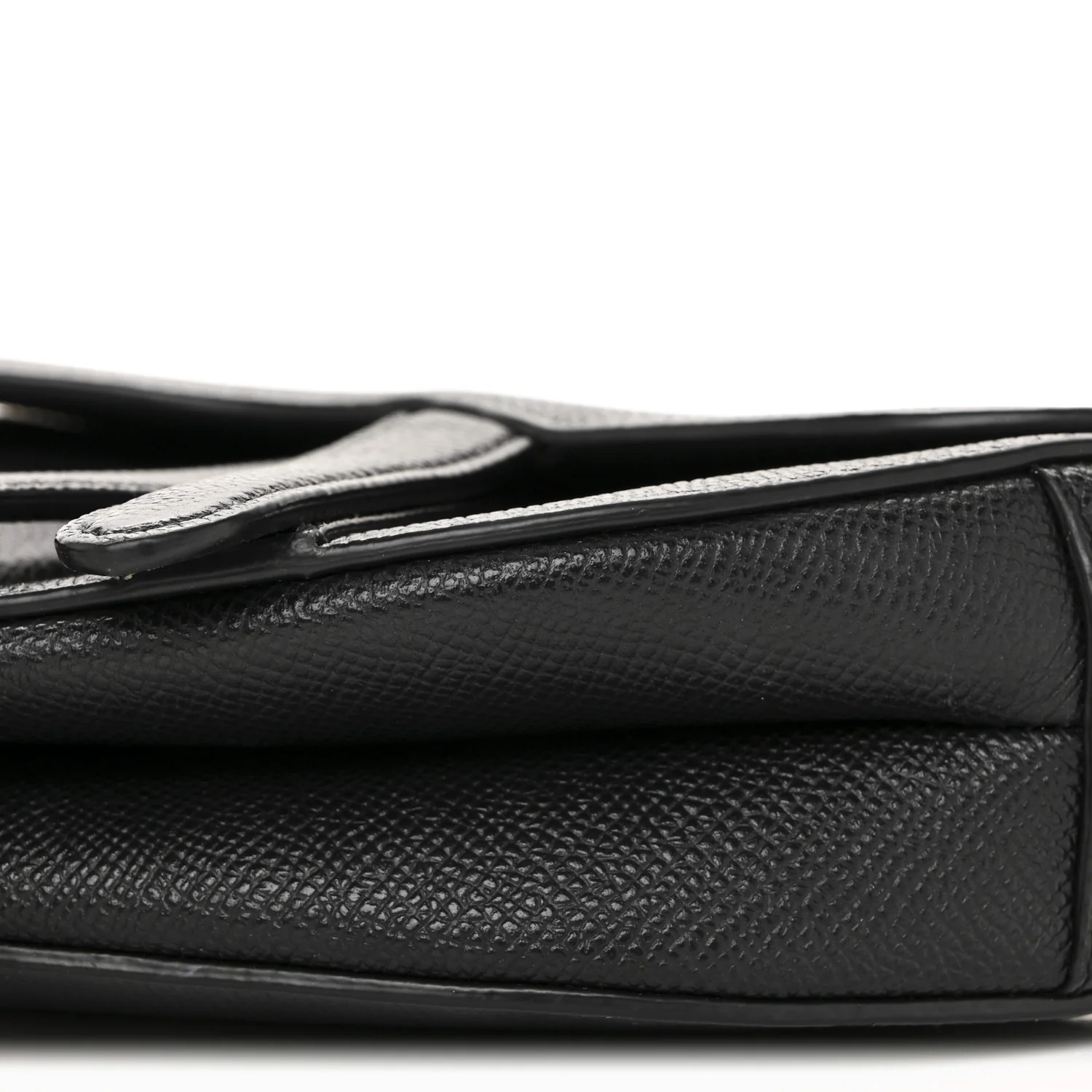 Grained Calfskin Mini Saddle Bag With Strap Black