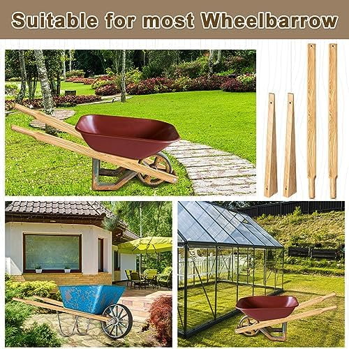 Wheel Barrow Handles Wood Replacement 59'' Wheelbarrow Handles Kit with 2 Wheelbarrow Wedge Heavy Duty Wood with Tough Seal Coat and Pre Drilled Holes for Wheelbarrows, Easy Install - Image 4