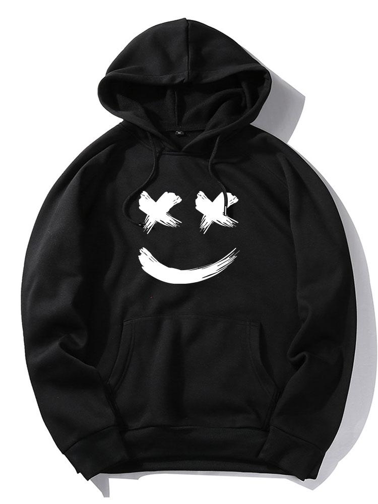 Sweat à capuche et pantalon de jogging imprimé smiley effet coups de pinceau