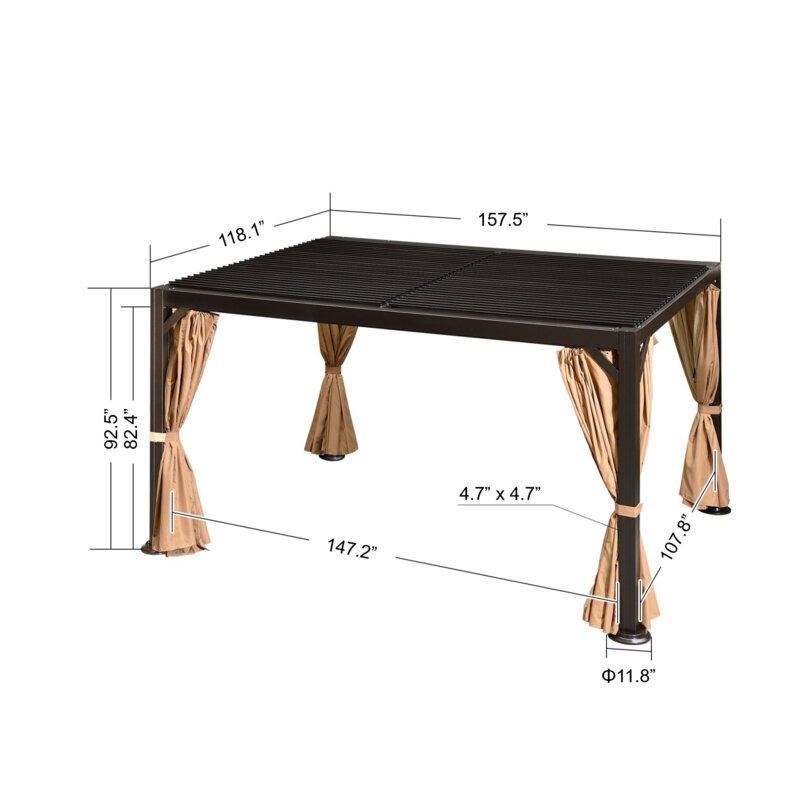 💥Liquidation🔥Pergola en aluminium 13 pi L x 10 pi P (Possibilité d'assemblage libre)