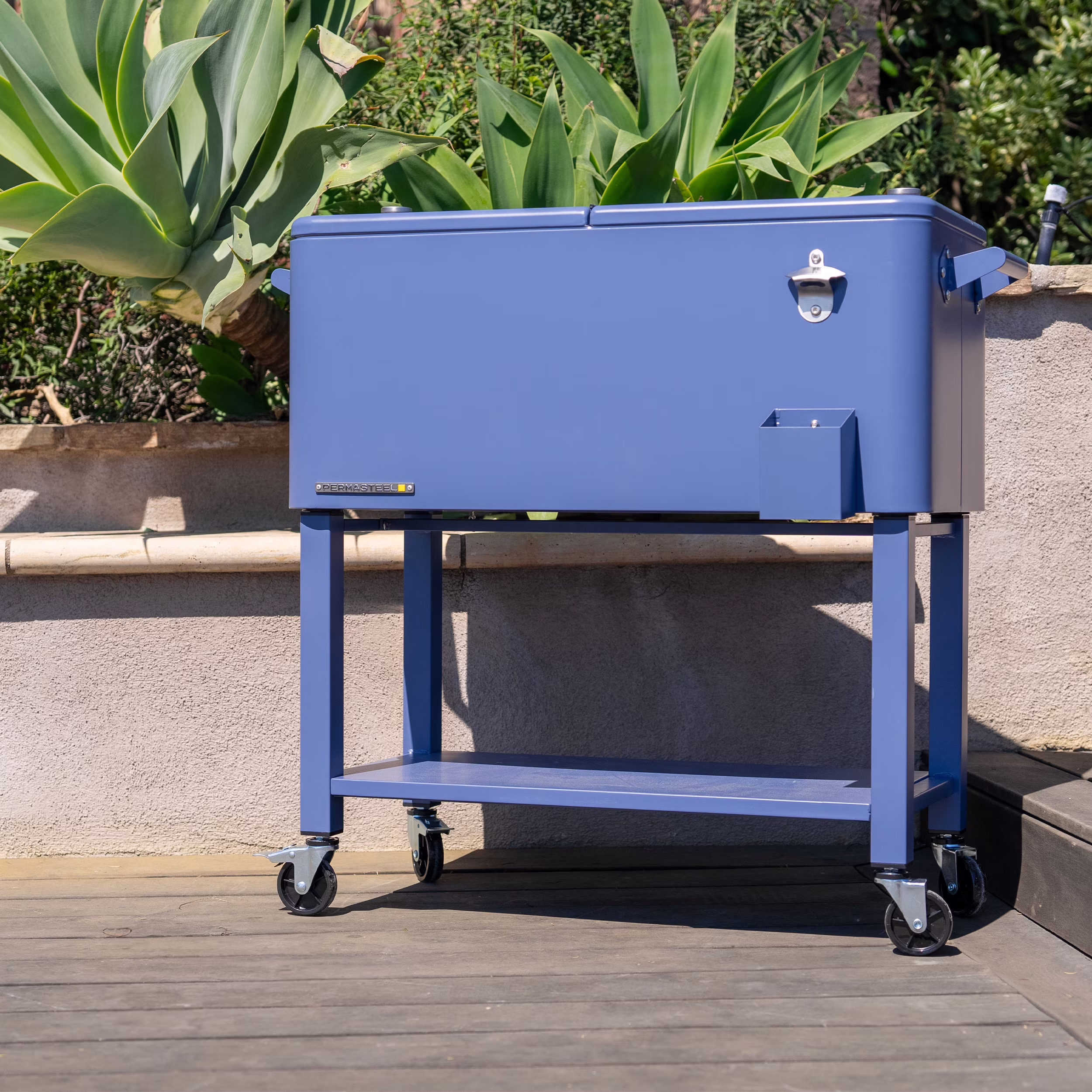 80-Qt Outdoor Steel Patio Cooler with Removable Basin, Rolling Cooler with Wheels, Teal Green(Teal Green) - Image 9