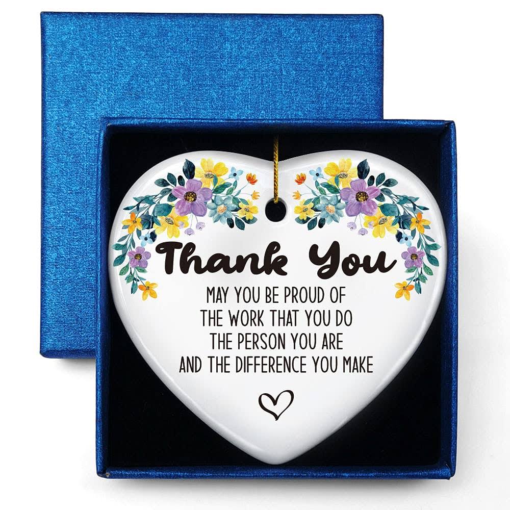 Thank You Gifts, May You Be Proud of The Difference You Make, Ornament Keepsake Sign Heart Plaque Retirement Gifts for Women Friends Leaving