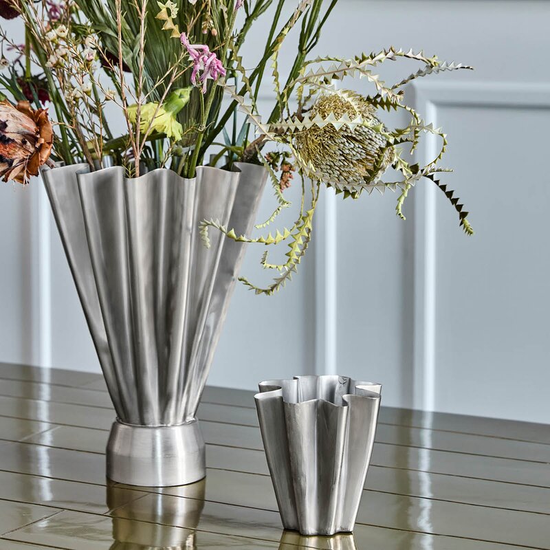Flood vase 13 cm børstet sølvfinish