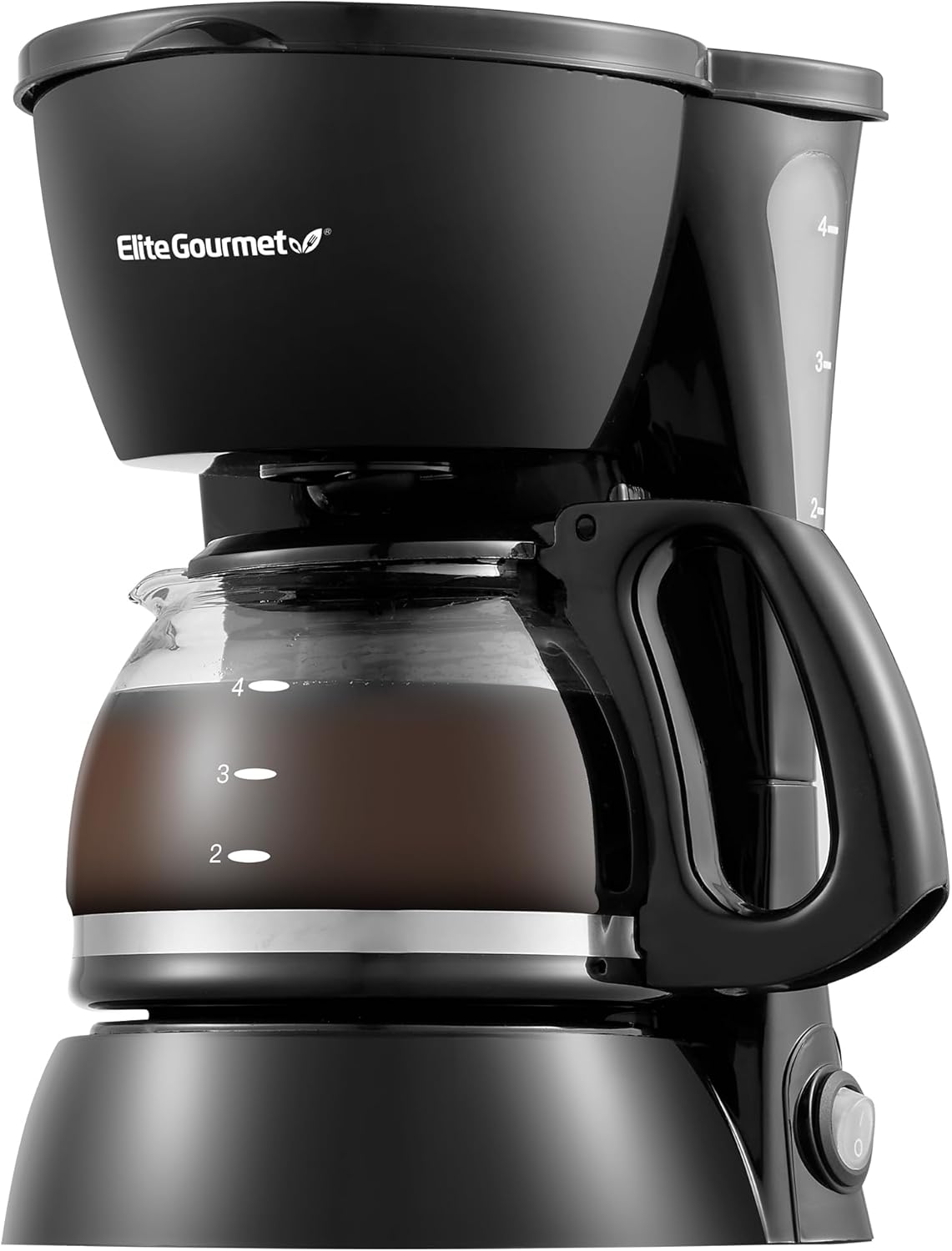 Elite Gourmet EHC4128 Automatic 4-Cup Drip Coffee Maker, Black| Glass carafe, Pause N Serve, reusable filter, On/Off switch, and Keep Warm with water level indicator