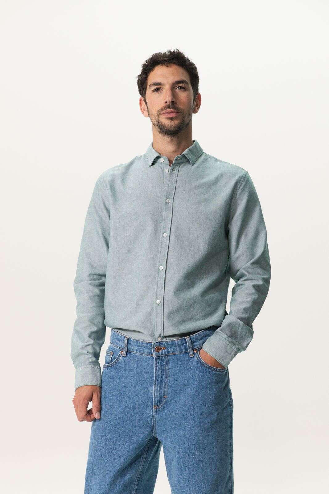 Groen katoenen Oxford overhemd