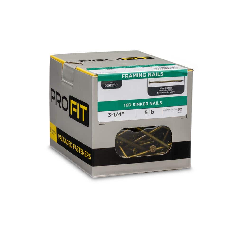 PRO-FIT 3-1/4 in. (16D) Vinyl Coated Sinker Framing Nails, 5 lb Box (310-Count)
