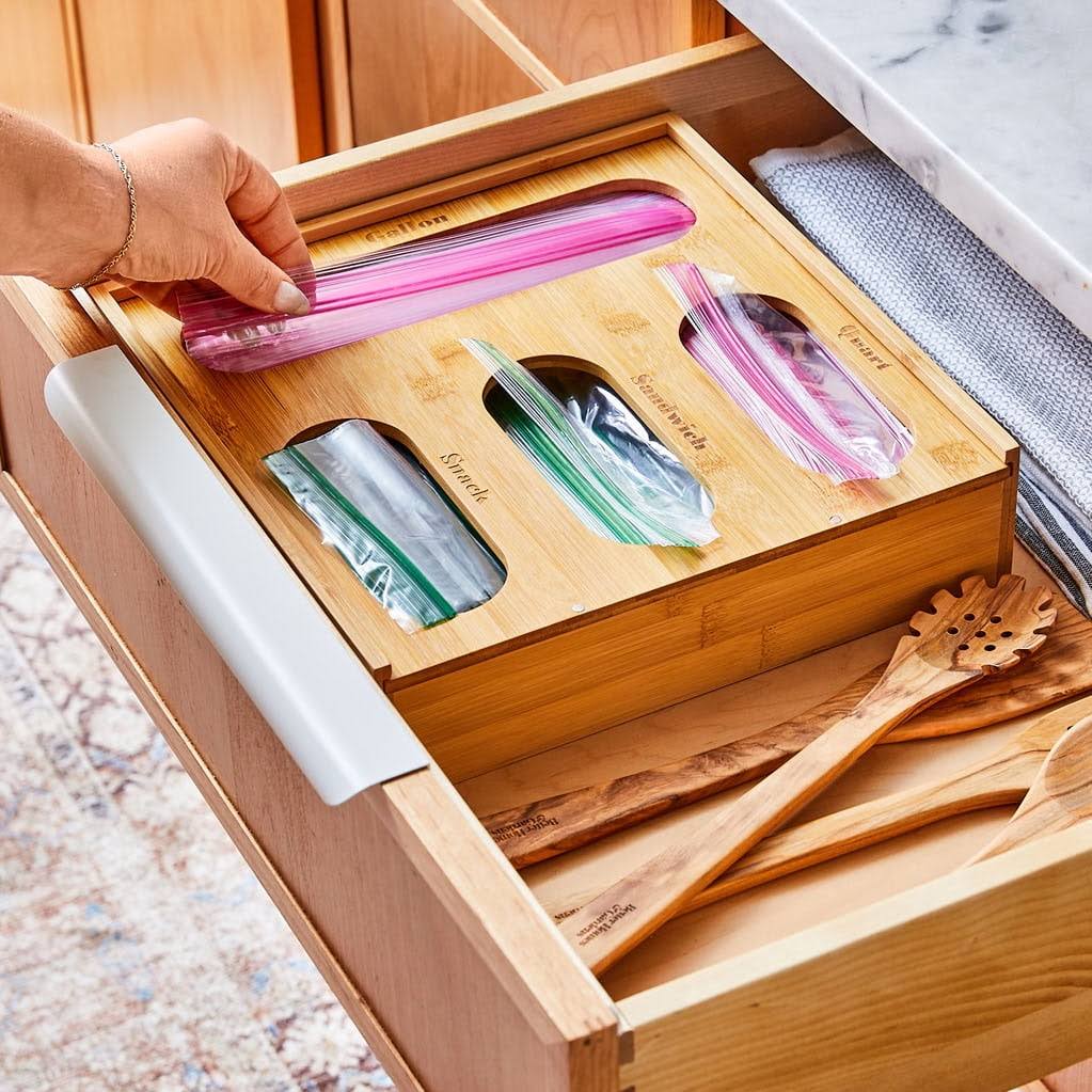 Better Homes & Gardens Better Homes and Gardens Bamboo Plastic Bag Storage Drawer Organizer, Natural