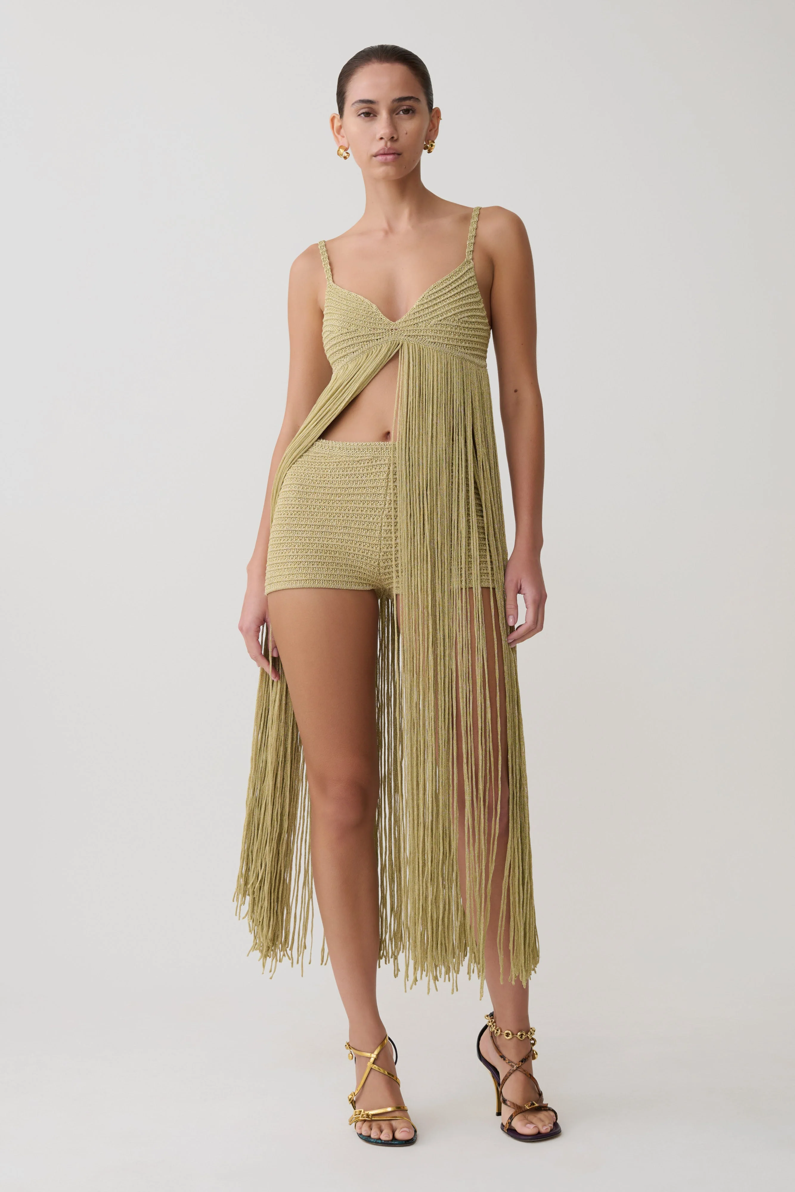 Renee Lurex Crochet Maxi Dress - Gold