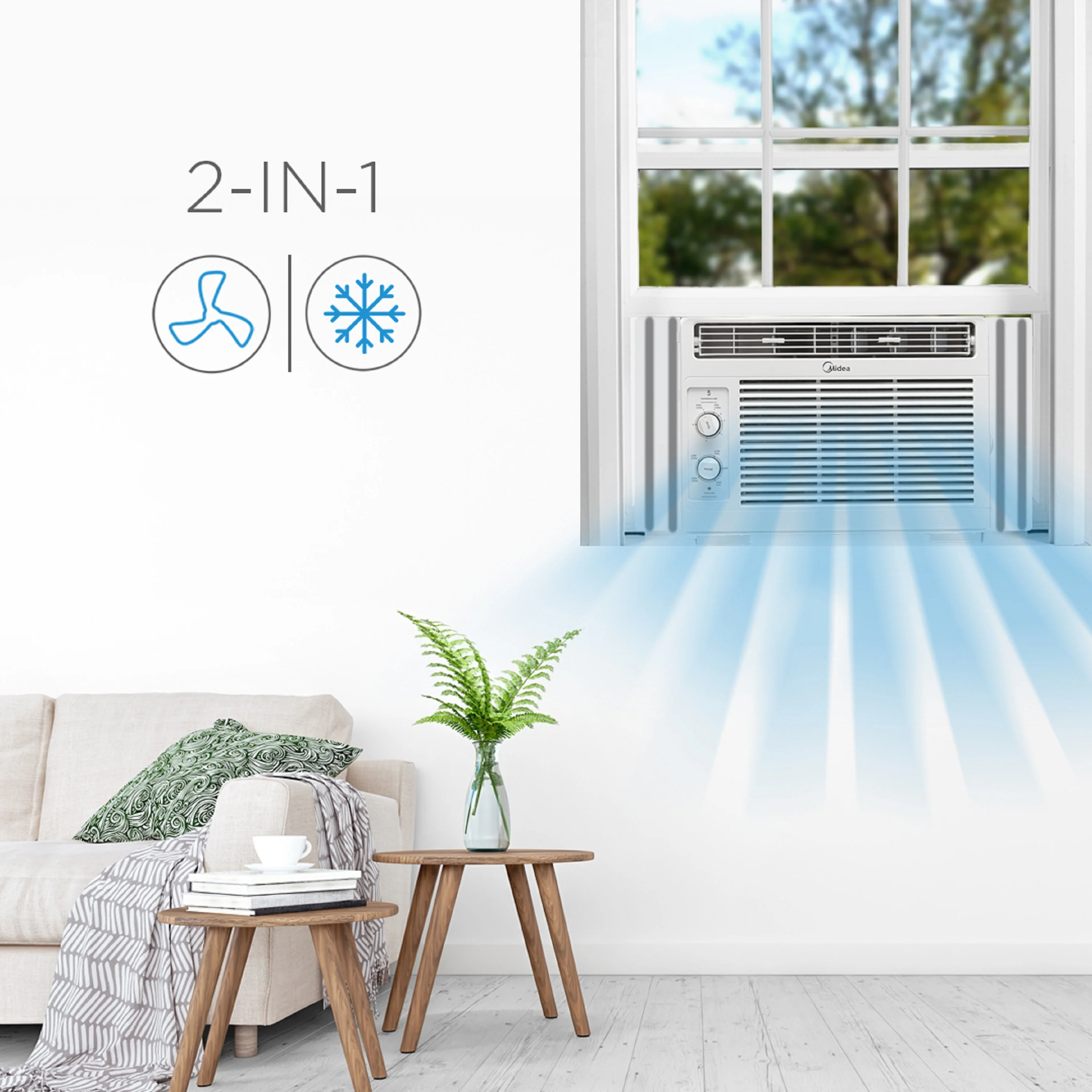 Midea 5, 000 BTU 150 Sq Ft Mechanical Window Air Conditioner, White, MAW05M1WWT, New