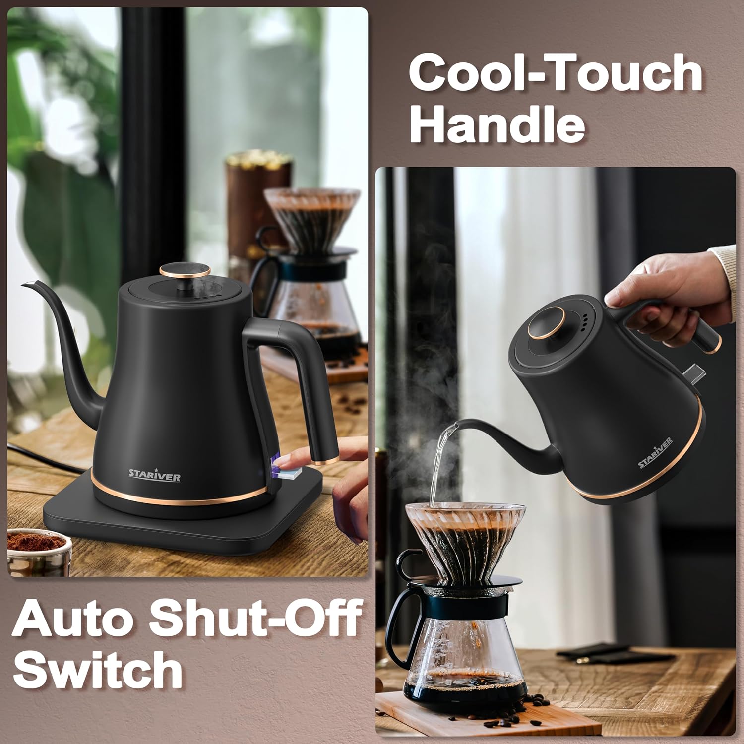 Stariver Gooseneck Electric Kettle, 0.8L Electric Tea Kettle