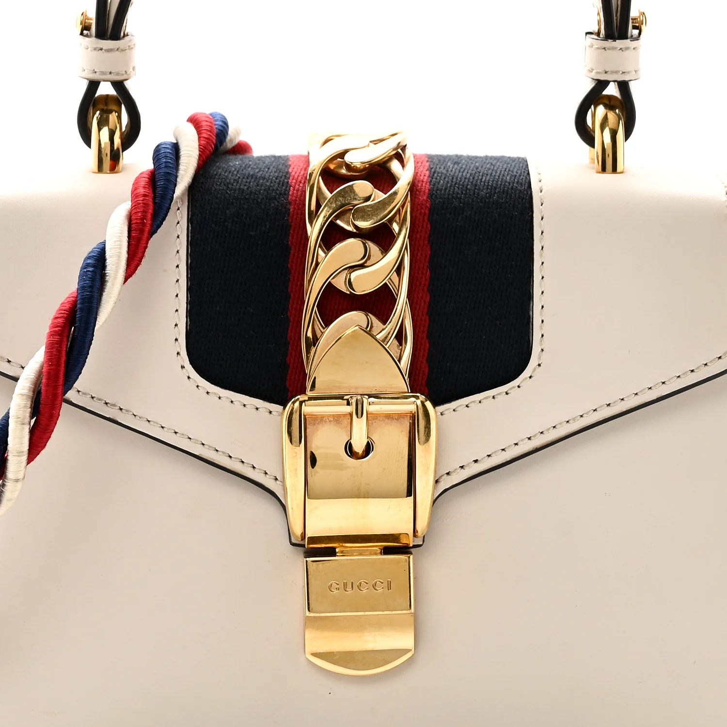 Calfskin Mini Sylvie Top Handle Bag White