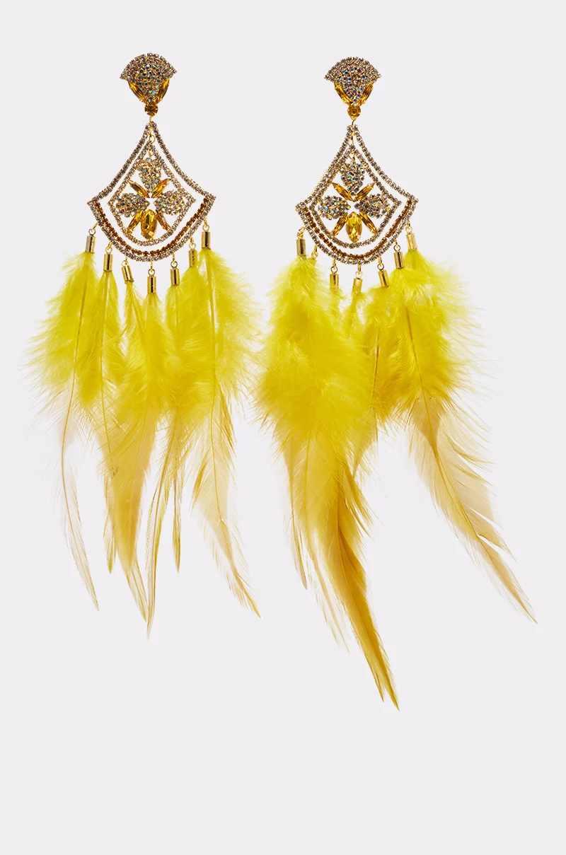 AT CARNIVALE STATEMENT FEATHER EARRING - Akira Store