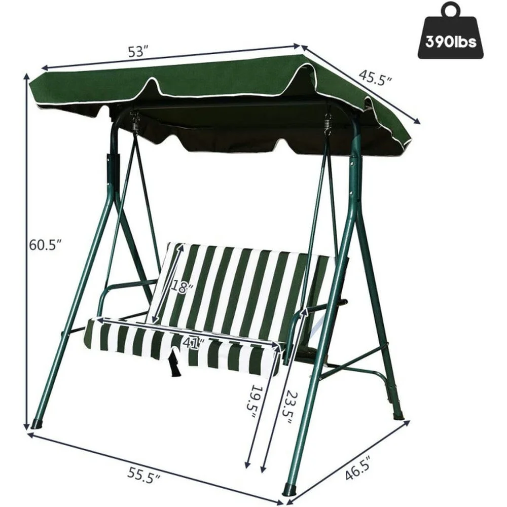 Patio Swings for Porch,Comfortable Porch Swings,Loveseat Cushioned Patio Steel Frame Swing Glider -Green(Green) - Image 5