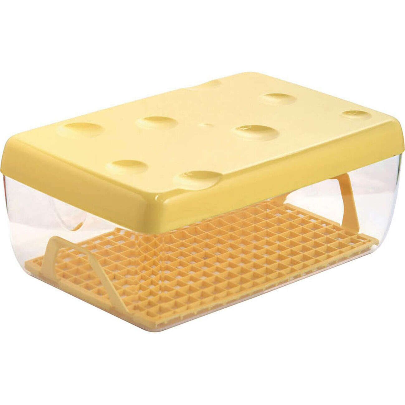 Boîte à fromage avec couvercle transparente et jaune 3 L