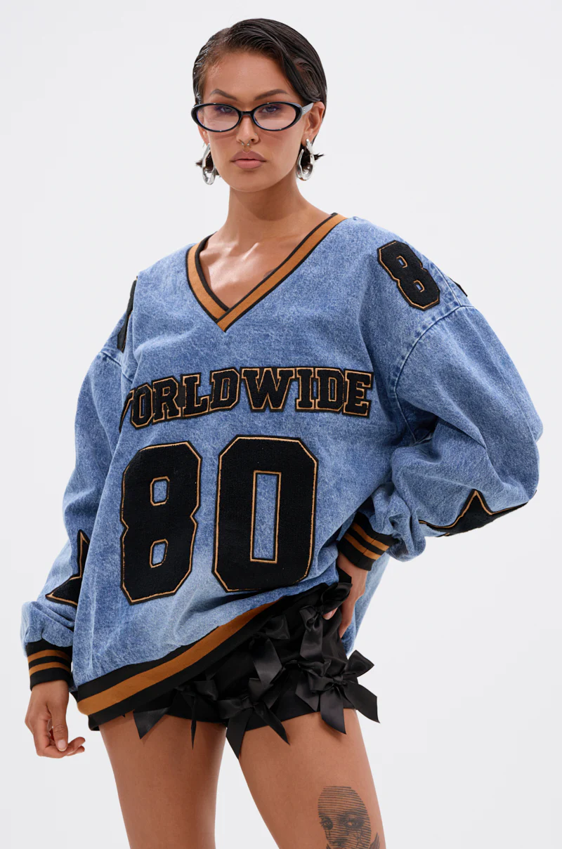 ALL AROUND THE WORLD DENIM SWEATSHIRT - Akira Store