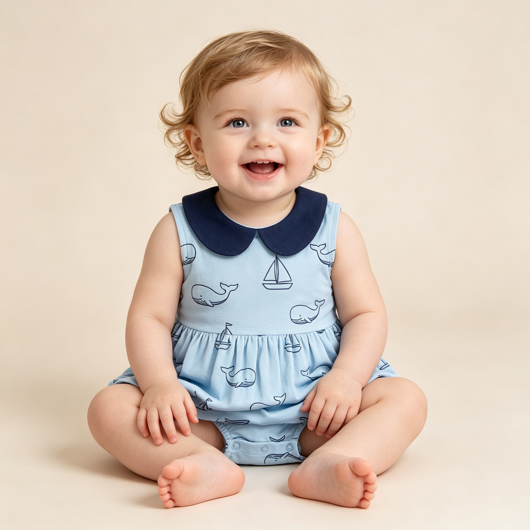 Fashion Trendy Blue Pink Color Cute Daisy Pattern Snap Button Design Baby Girl Romper Dress Jumpsuit Outdoor Picnic Photo Shoot