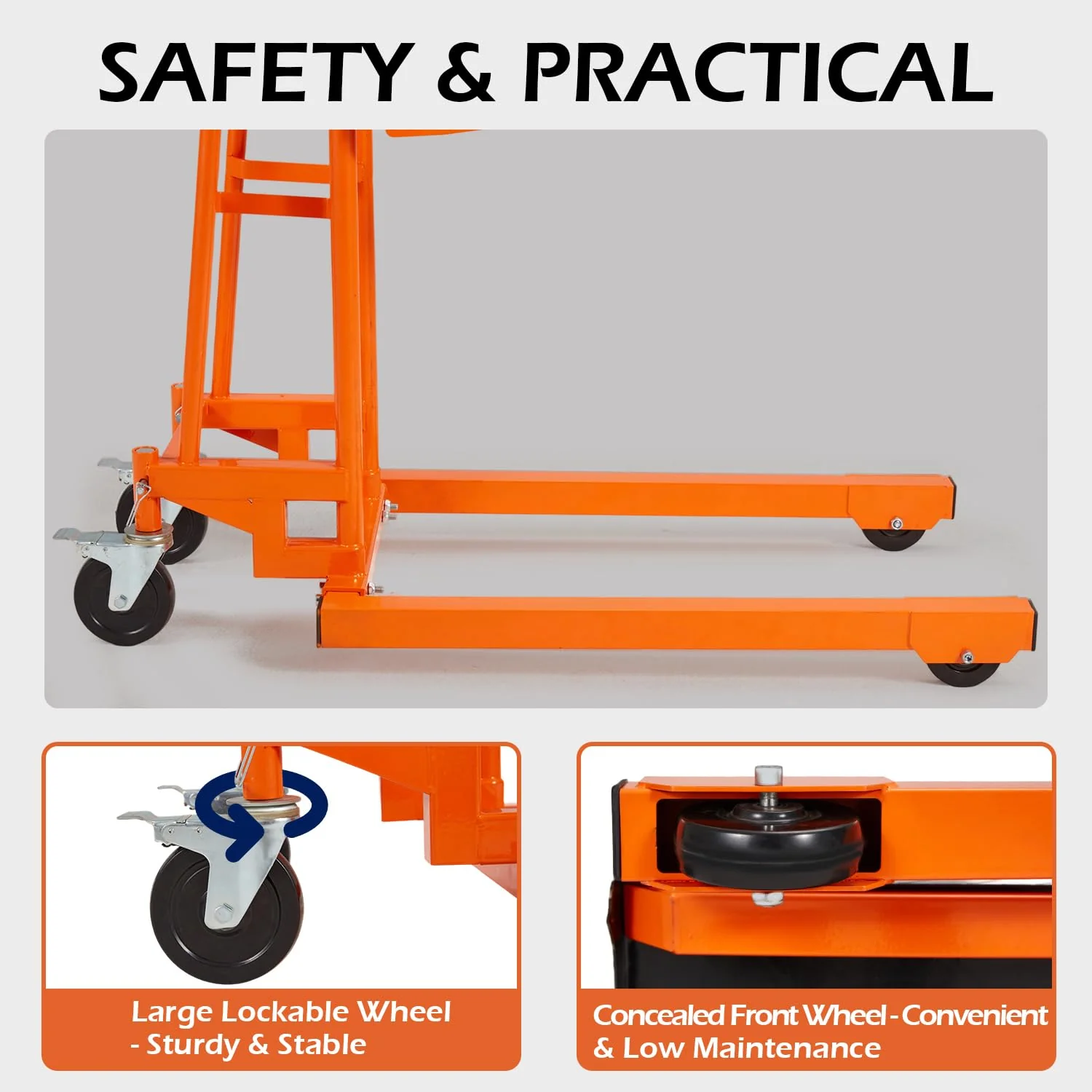 AECOJOY Material Lift Winch Stacker, Hand-Cranked Lift Table Cart 500 Lbs Capacity, Pallet Truck Jack with Lockable Swivel Casters