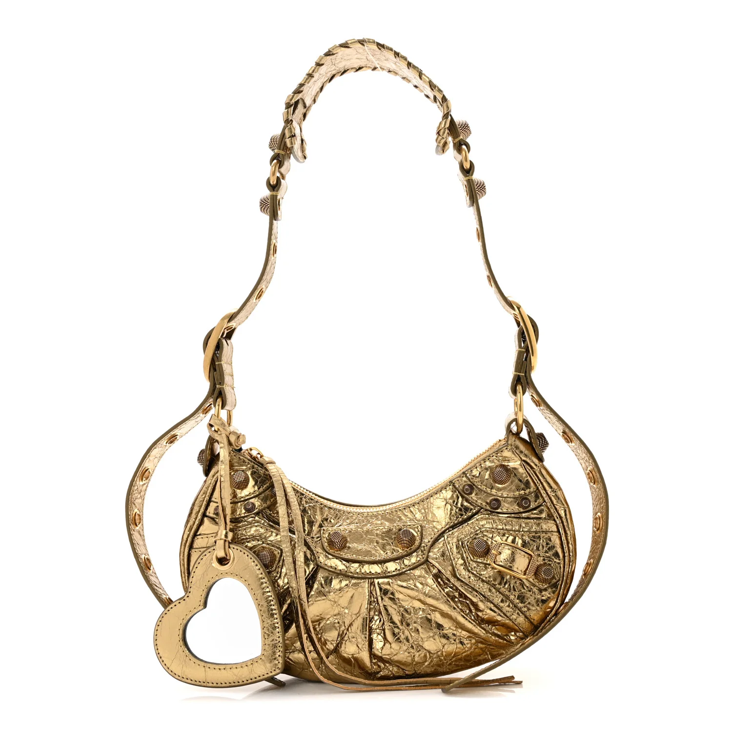 Metallic Agneau Arena Le Cagole Shoulder Bag XS Gold