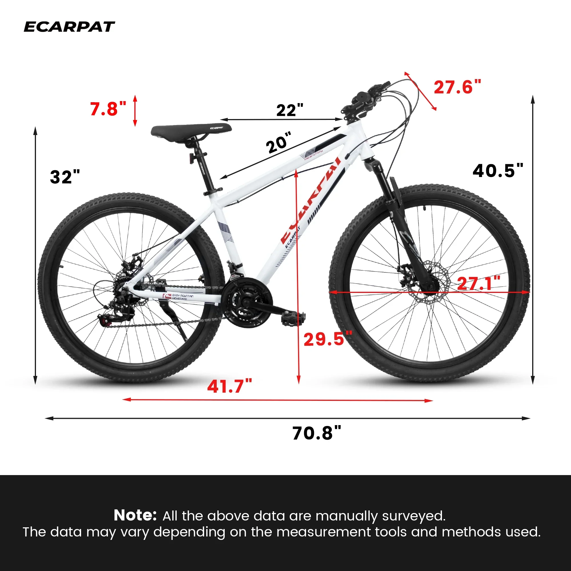 27 Mountain Bike, 21-Speed Dual Disc Brakes with Aluminum Frame – Black