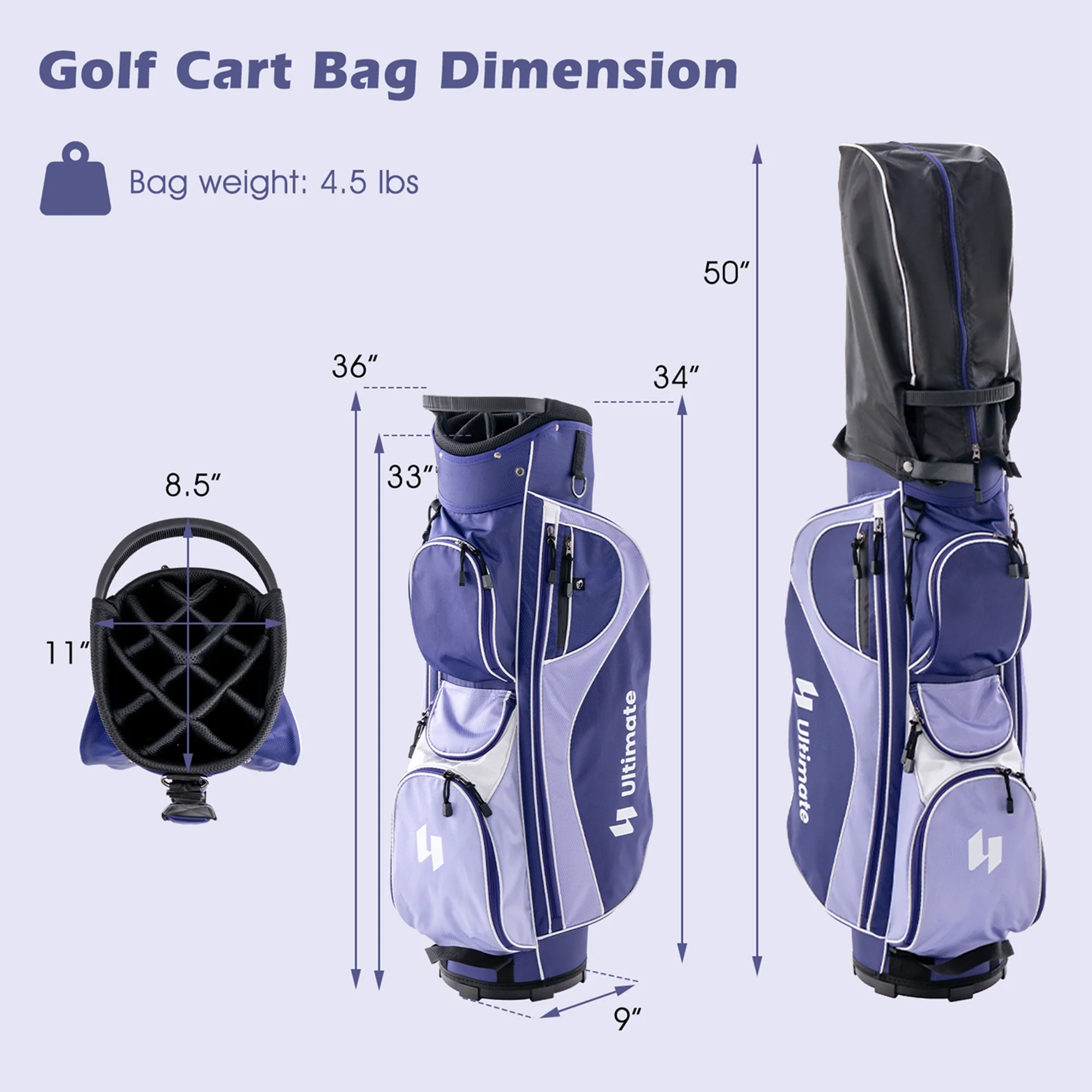 Ultimate Women’s Complete Golf Club Set Golf Club Package Set w/ Rain Hood, Right Hand Purple(Purple) - Image 4