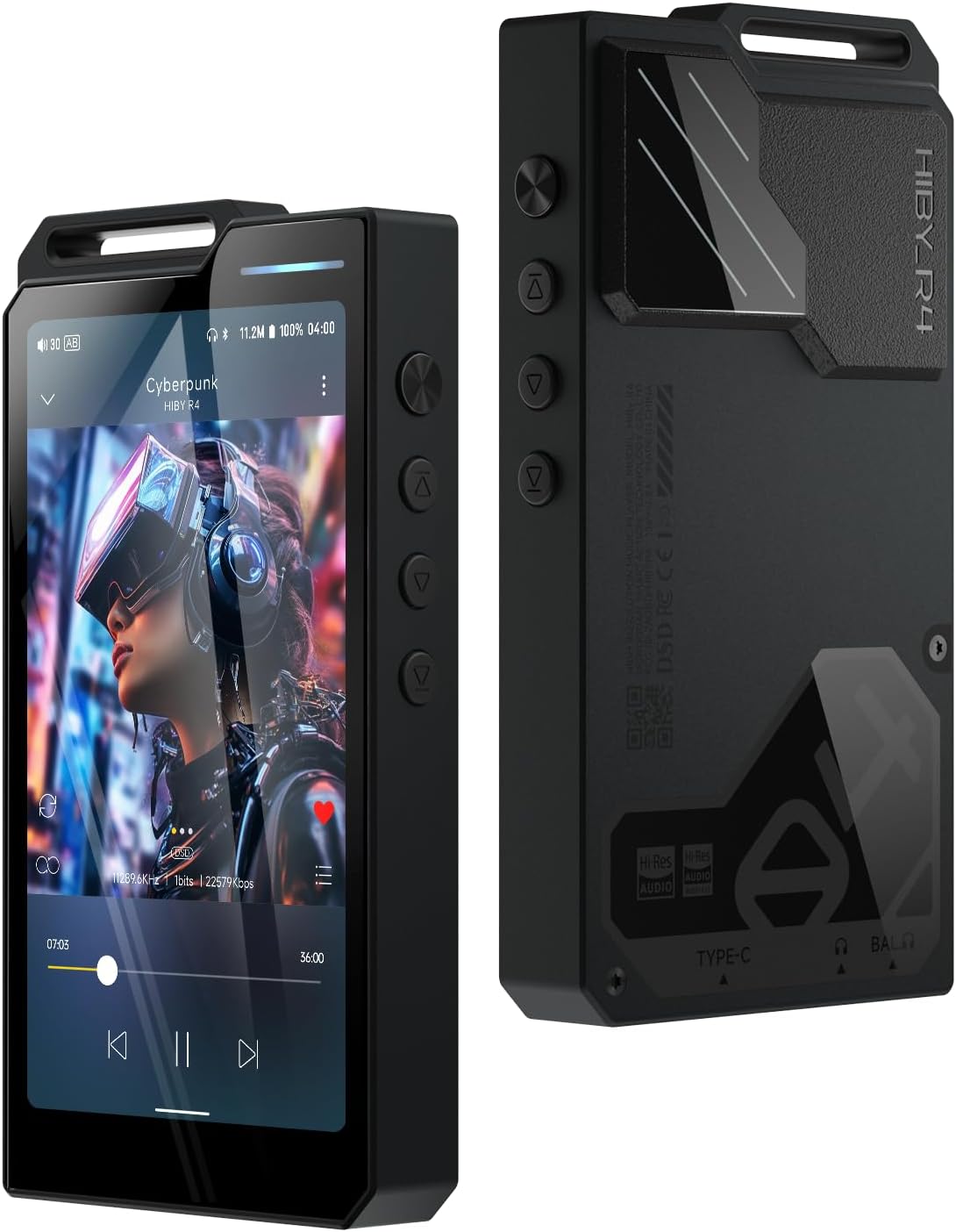 HiBy R4 MP3 & MP4 Player Spotify Player with Bluetooth and WiFi 4-Way HiFi DAP Android 12 OS 3.5mm PO+4.4mm Bal 32G+2TB Scalable Memory