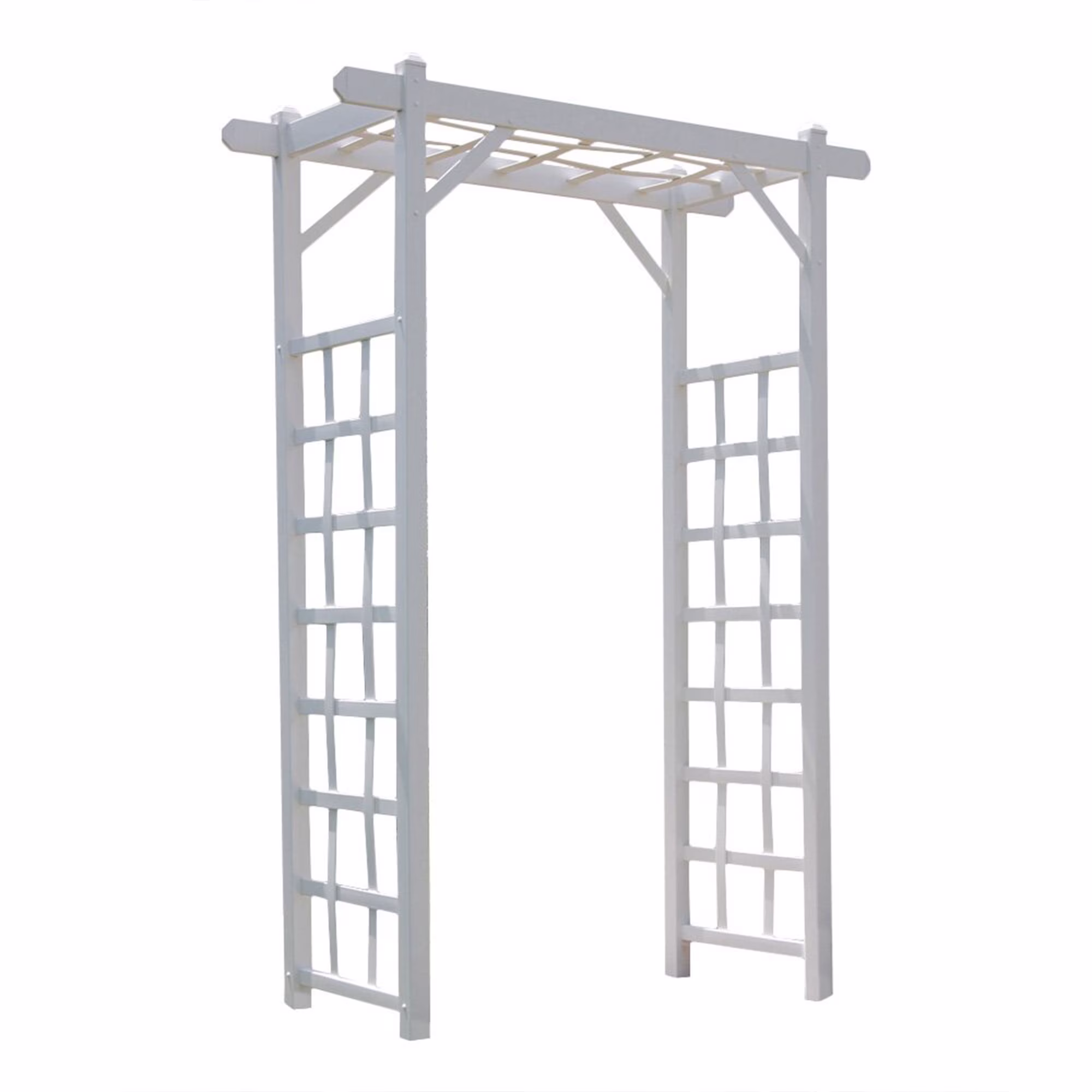 Dura-Trel Elmwood Arbor 57 x 84 PVC Outdoor Garden Arch Lattice Trellis