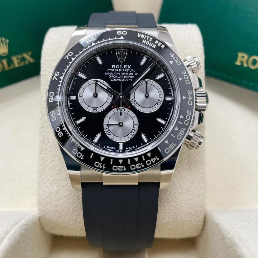 [Super Clone]Rolex Cosmograph Daytona White Gold Mens Watch-126519LN Black Oysterflex