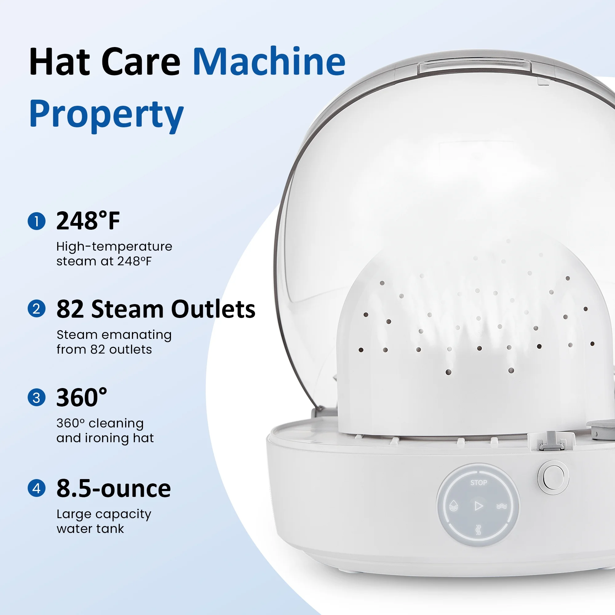 Hat Care Machine for Iron and Dry(White) Image 2
