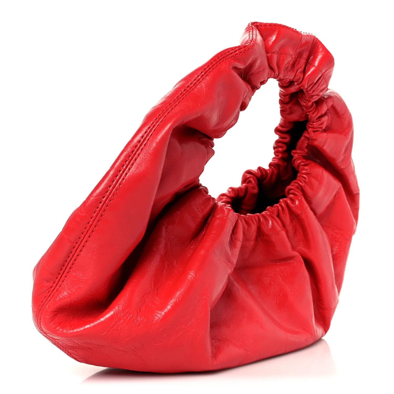 Crackle Patent Calfskin Small Handle Crescent Bag Flame Red
