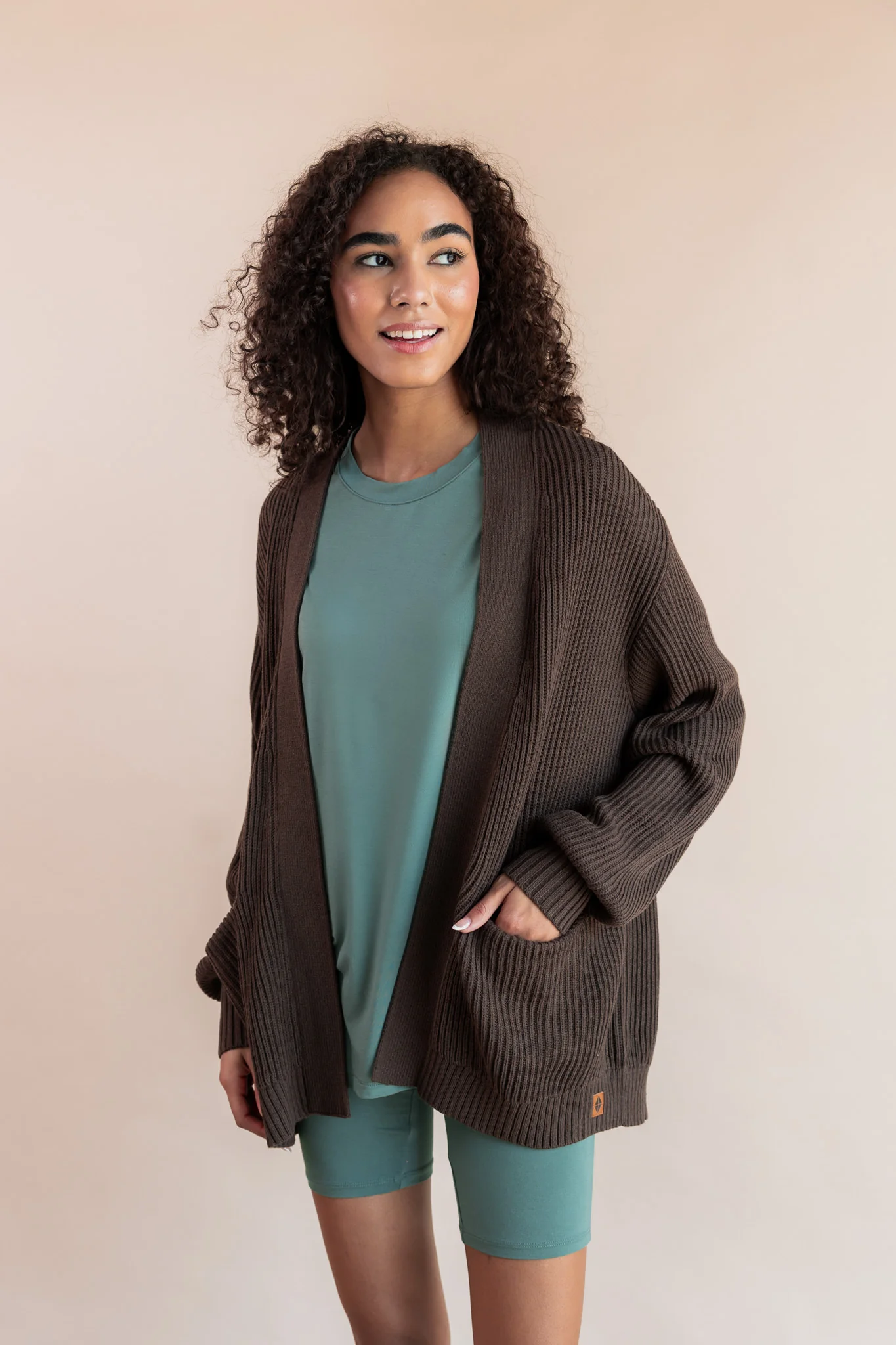 Chunky Knit Women's Oversized Cardigan in Espresso