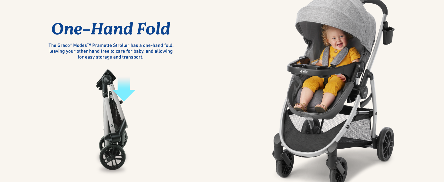 Graco Modes Pramette 3-in-1 Travel System one-hand fold easy storage and transportation toddler baby