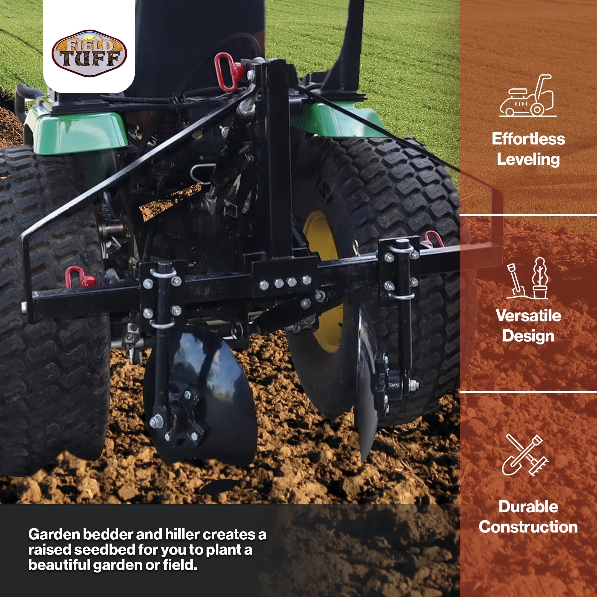 43 Inch Disc Cultivator Garden Bedder Hiller For 3 Point Tractor - Image 3