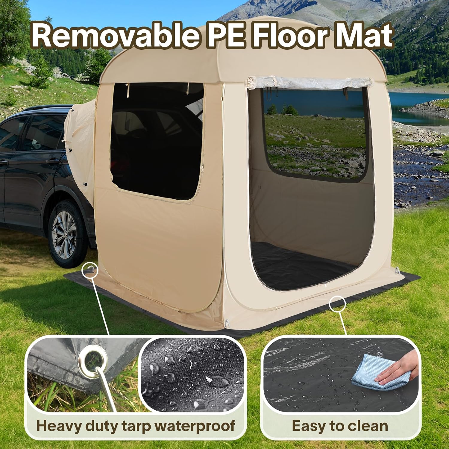 Gazebo moustiquaire pouvant accueillir 6, 10 ou 15 personnes. Tente de style igloo avec moustiquaire latérale. Idéal