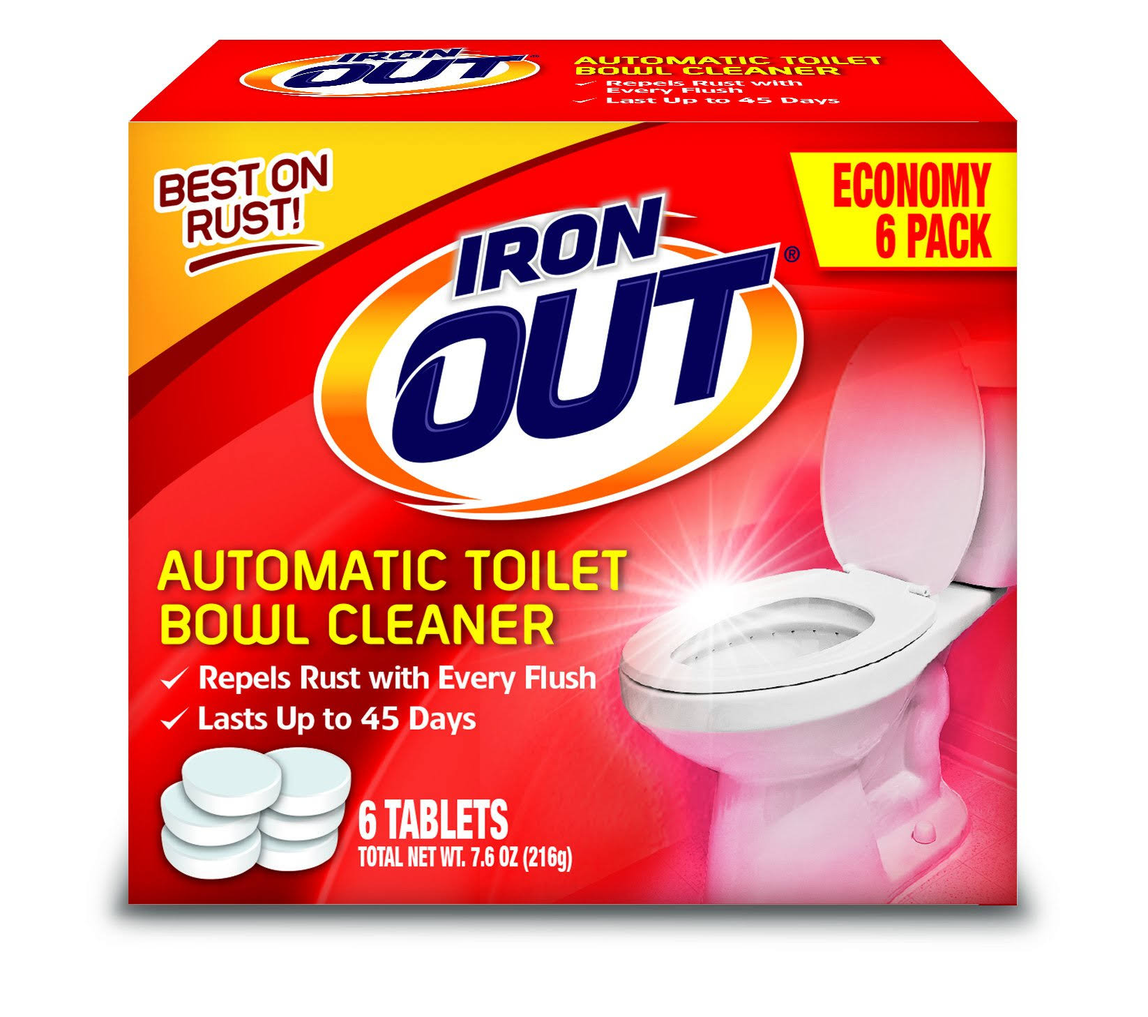 Iron Out Automatic Toilet Bowl Cleaner, 1 Pack, 6 Tablets