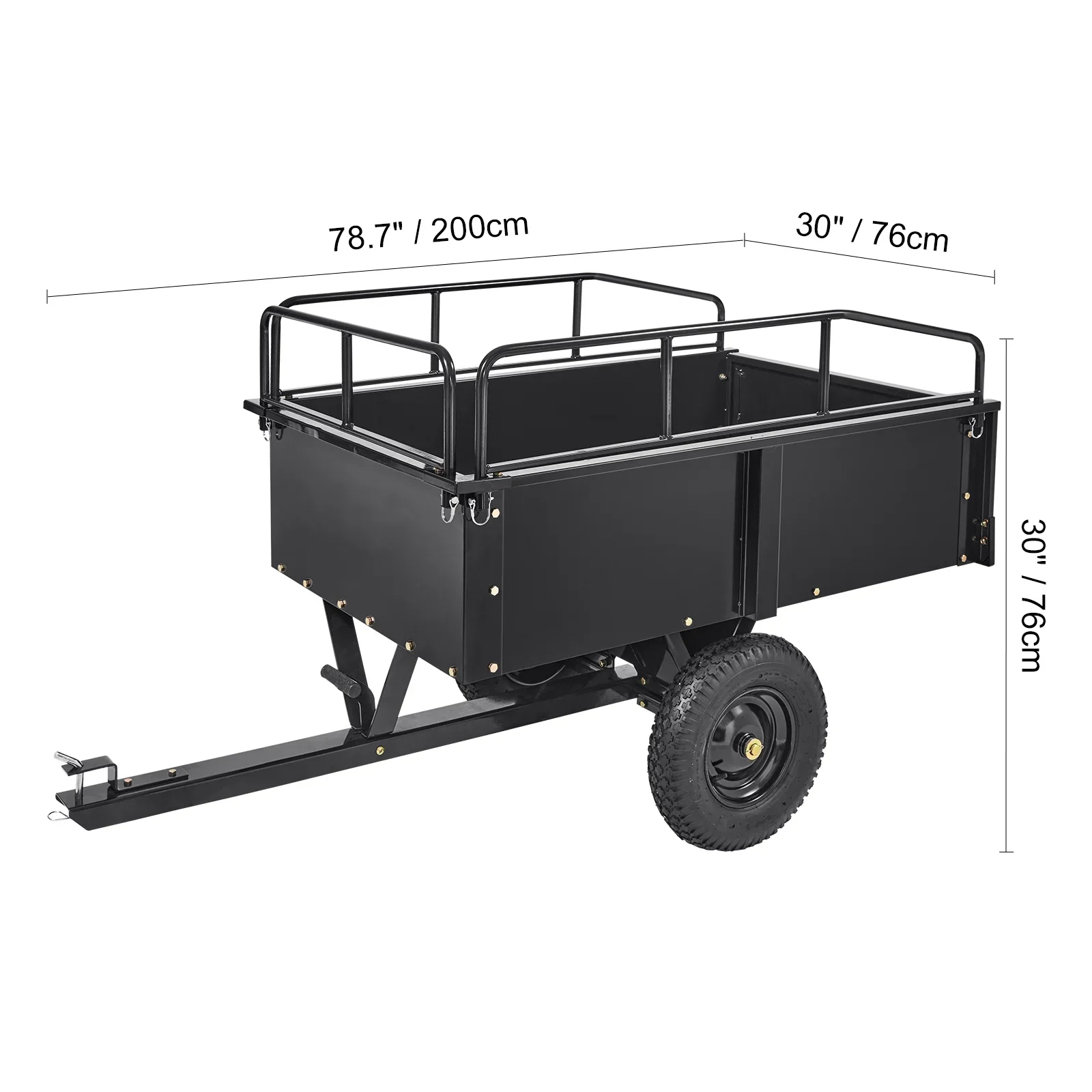 BENTISM Dump Trailer Tow Behind Dump Cart, 750 lbs 15 Cu. Ft, Steel Construction Garden Utility Trailer with Removable Sides