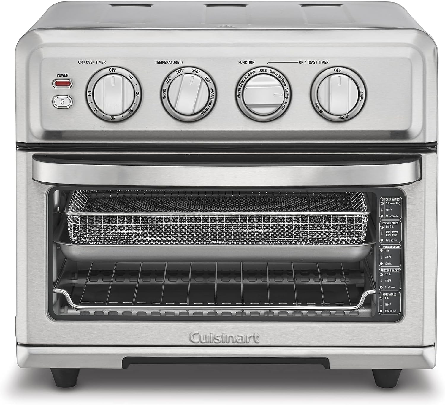 Cuisinart Air Fryer Toaster Oven, 1800W, 8-in-1 with Air Fry, Convection, Broil & Warm, 0.6 Cubic Feet, 60-Minute Timer, TOA-70NAS, Stainless Steel| 1800W power, 0.6 cuft. capacity, convection, broil and warm modes, 60-minute timer