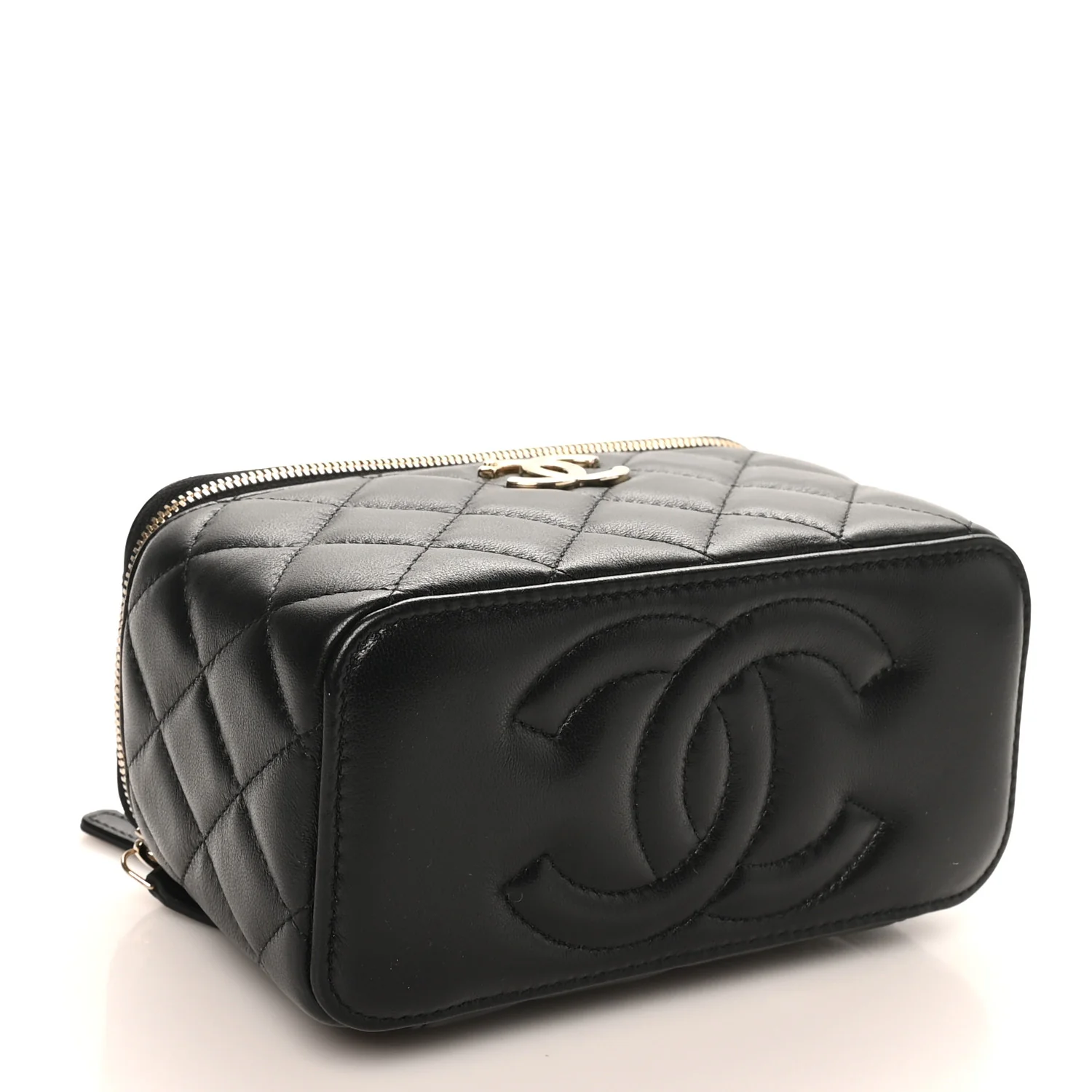 Lambskin Quilted Small CC Vanity Case Black