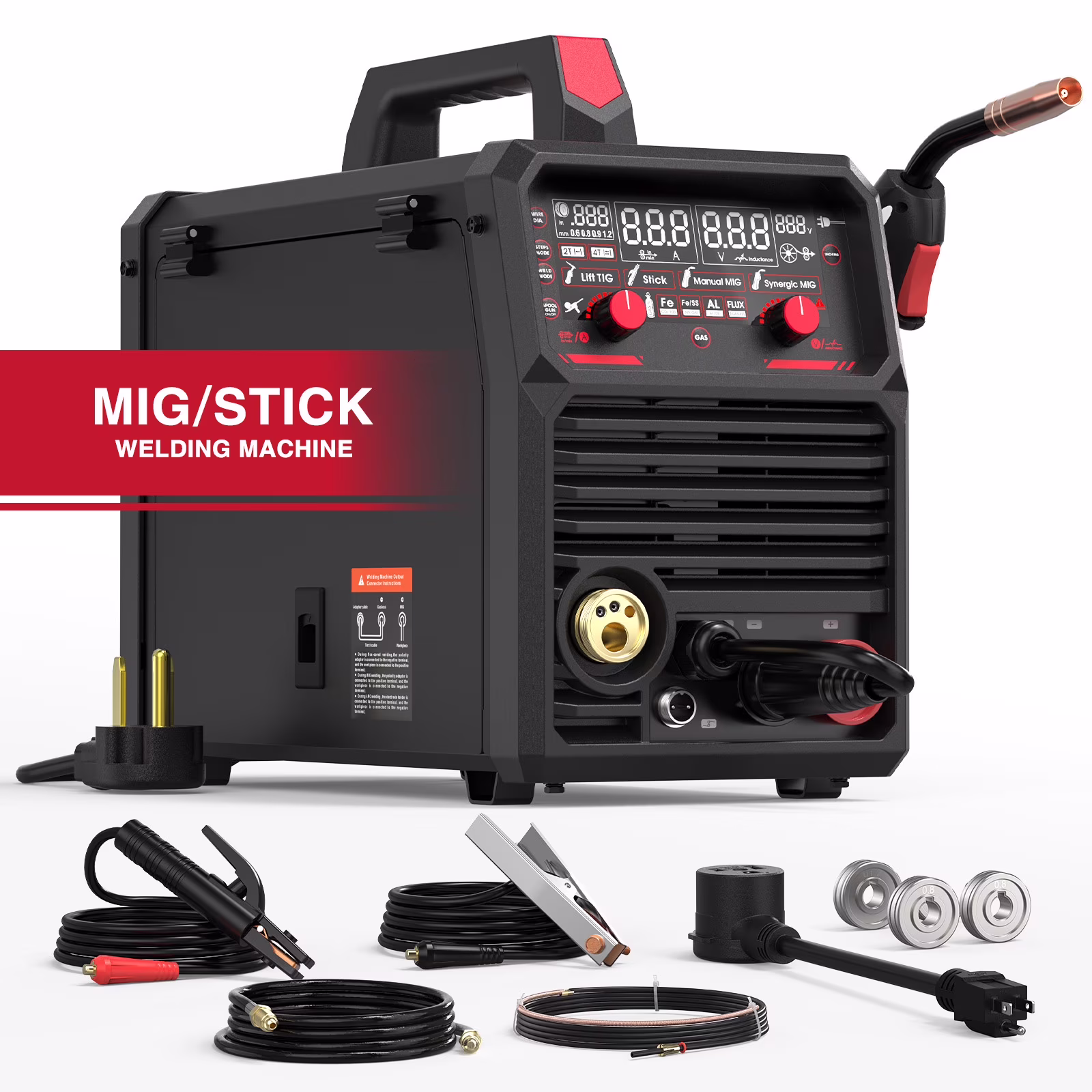 MIG-205DS PRO 4-in-1 Welding Machine, 205Amp, 110/220V, 16.14 x 7.87 x 14.57 in, 34.2 lb