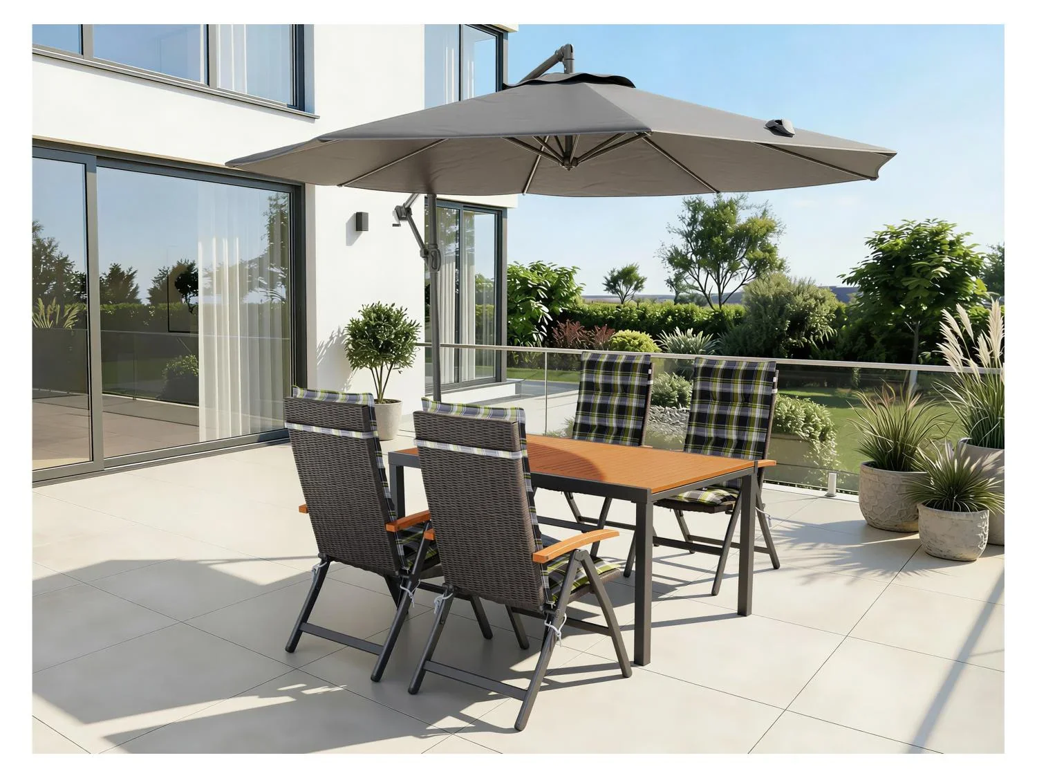 LIVARNO Table de jardin + Lot de 4 fauteuils Valencia