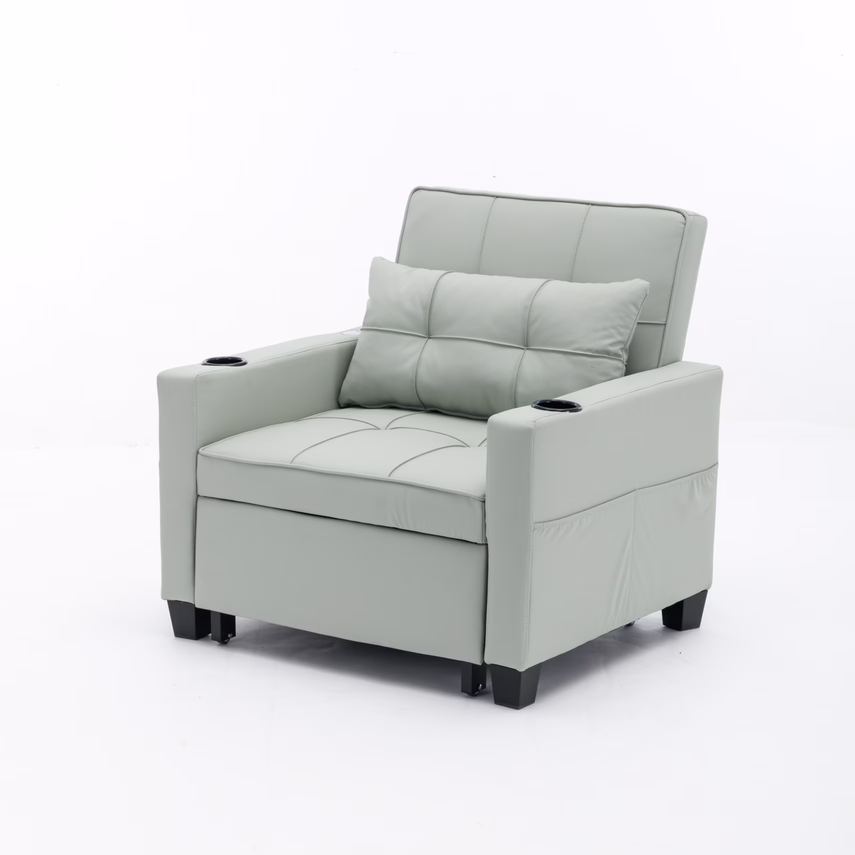 Convertible Futon Sofa Bed, 3 in 1 Multi Functional Sleeper Chair Bed with USB Ports, Adjustable Backrest Recliner,for Living Room Bedroom Small Space, Tech Cloth, Dark Grey(Tech cloth/Dark Grey) Image 3