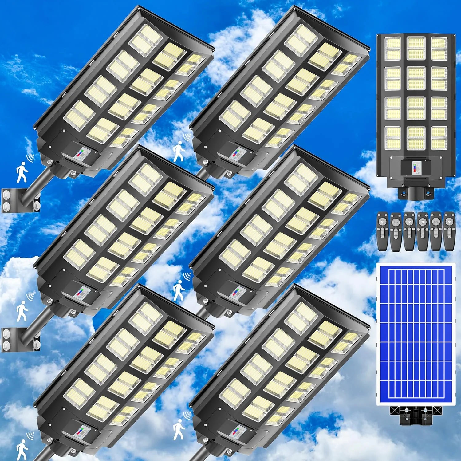 3200W Solar Street Lights Outdoor 240000 Lumens Solar Flood Lights with Remote Control & Motion Sensor, Waterproof IP66 Dusk to Dawn Solar Lights for Garden,Yard, Path, Parking Lot 2-Pack