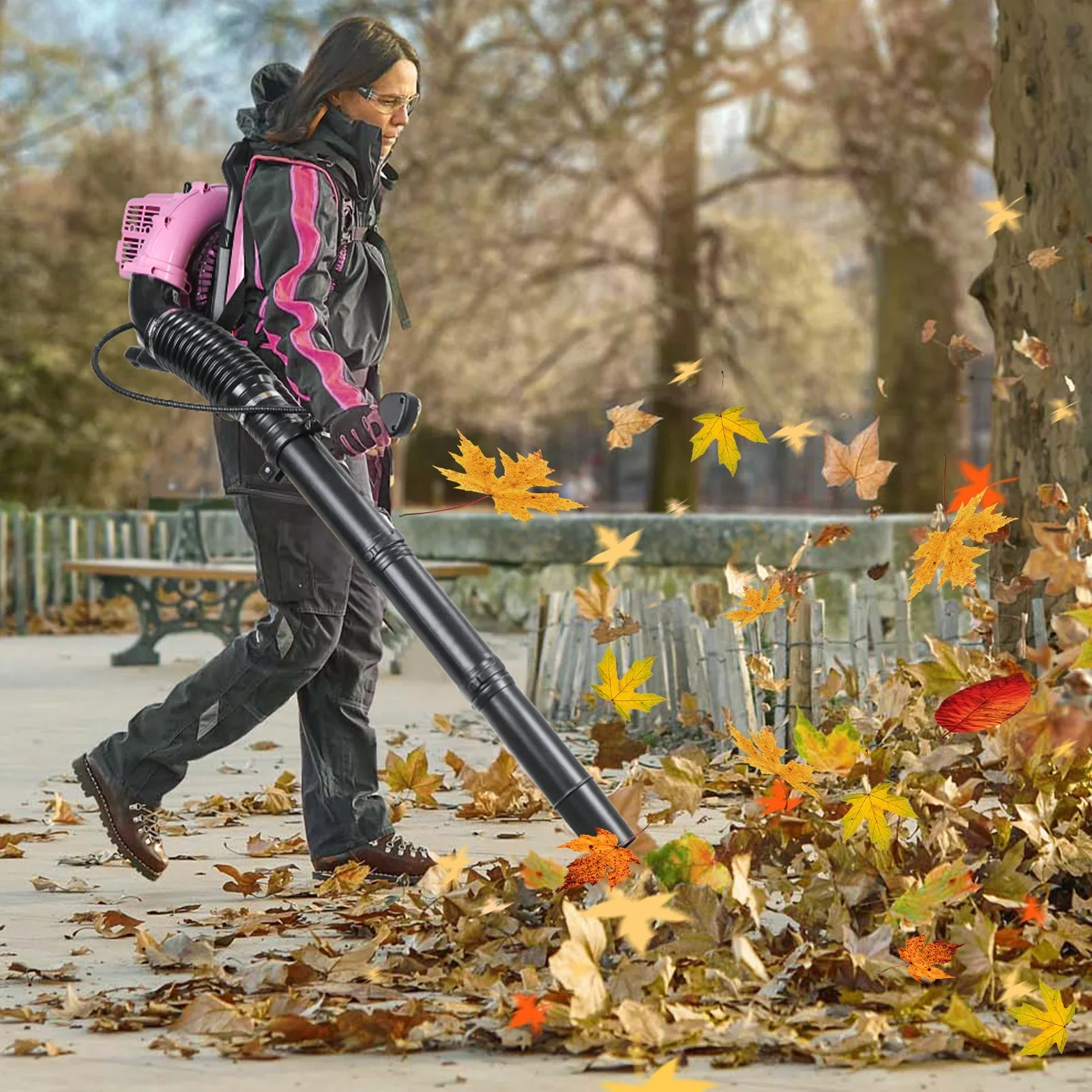 Wharick 52CC Backpack Gas Leaf Blower 2-Stroke 550 CFM Powerful Leaf Blower for Garden Lawn Care Yard Dust Debris Tools
