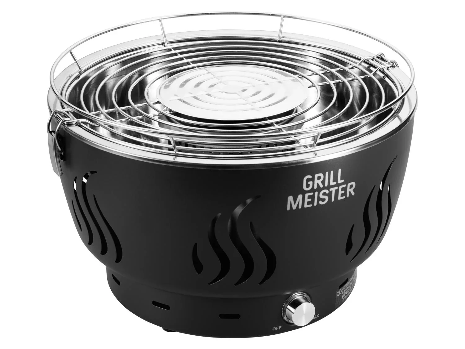 GRILLMEISTER Barbecue  charbon de bois avec ventilation active GAG 34 D1,  31,8 cm