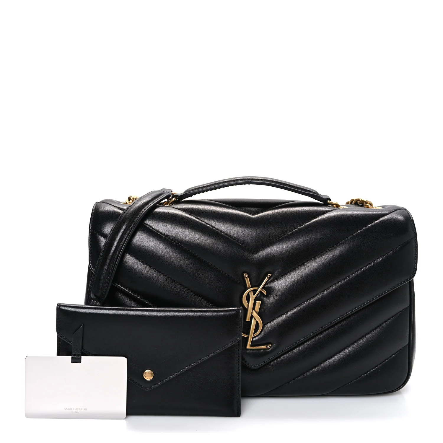 Lambskin Chevron Quilted Medium Loulou Black