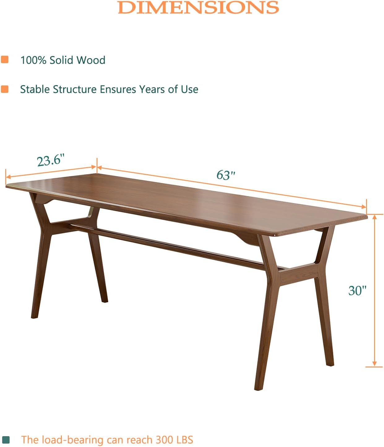 Solid Wood Study Desk - 63