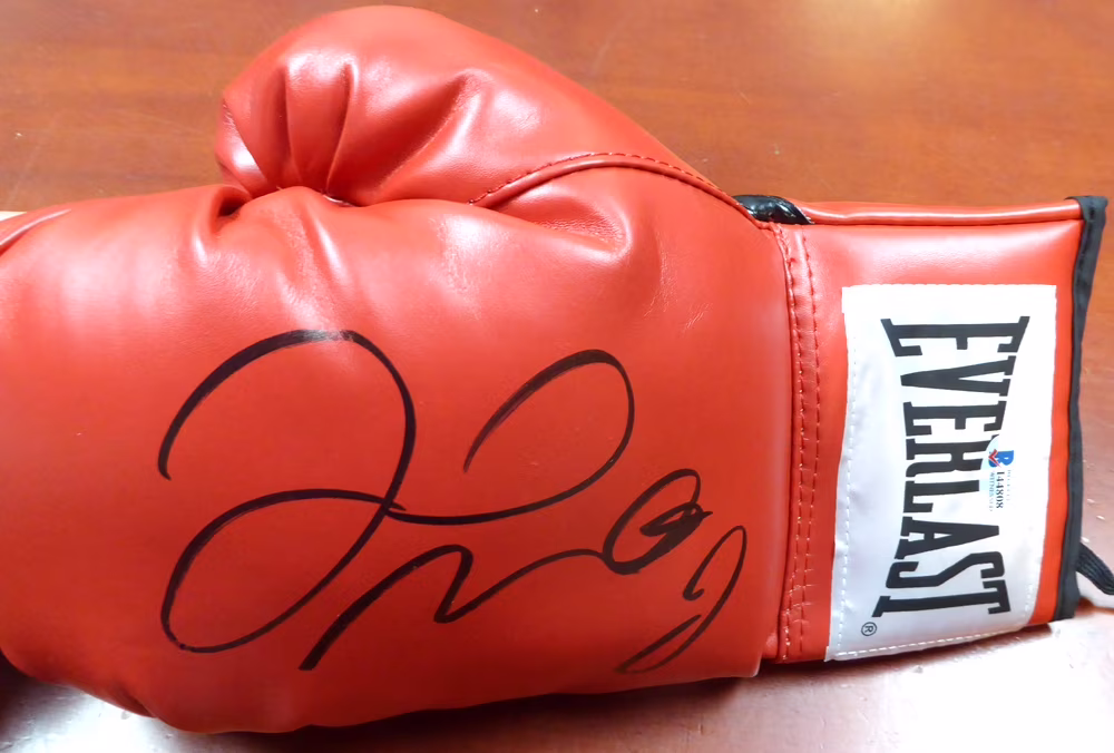 Floyd Mayweather Jr. Autographed Red Boxing Glove LH BAS 121799